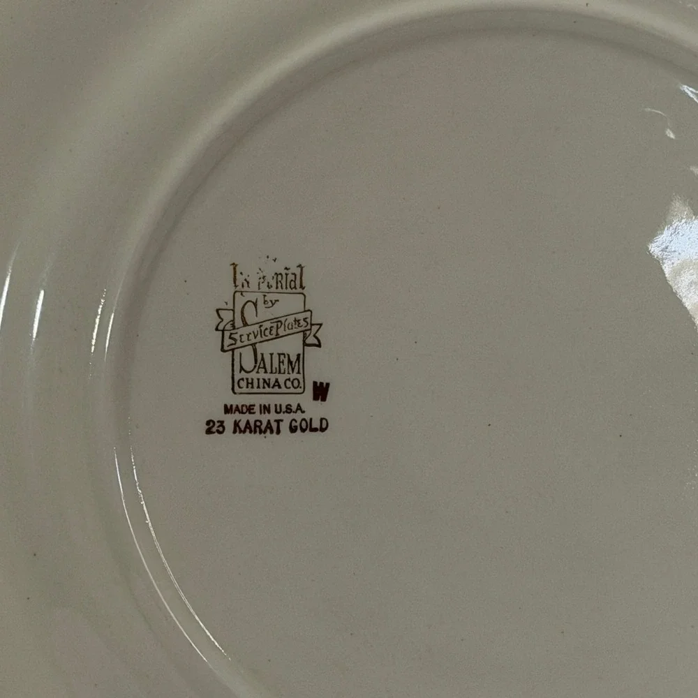 Vintage Salem China Plate 23K Gold Colonial Fireplace Scene Farmhouse Wall Decor